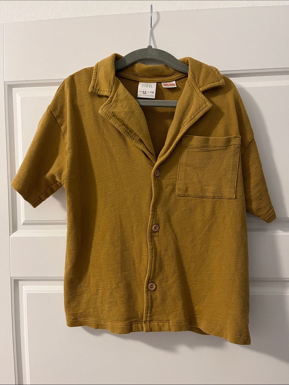 ZARA Kids Mustard Short-Sleeve Button Shirt